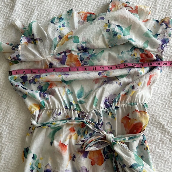 Calvin Klein One Shoulder Sheath White Multicolor Floral 100% Cotton Dress Sz 12 - Picture 7 of 9